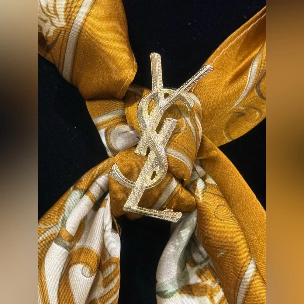 YSL Repurposed on Mustard Silk Scarf